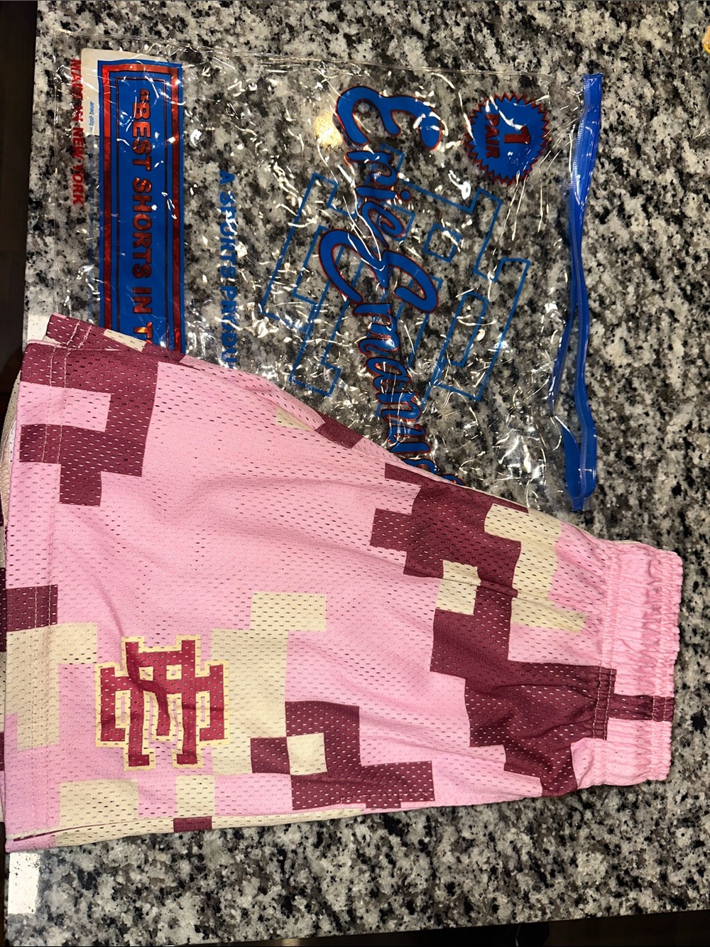 Eric Emanuel Pink Maroon Digital Camo Athletic Shorts